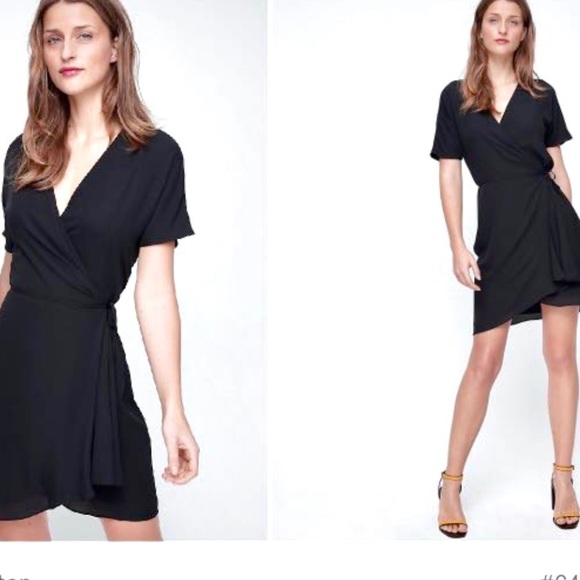Aritzia Babaton Wallace Dress Short-sleeve wrap black size small - Picture 1 of 8